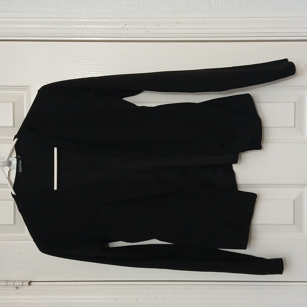 Boohoo Black Open-Front Blazer Coat